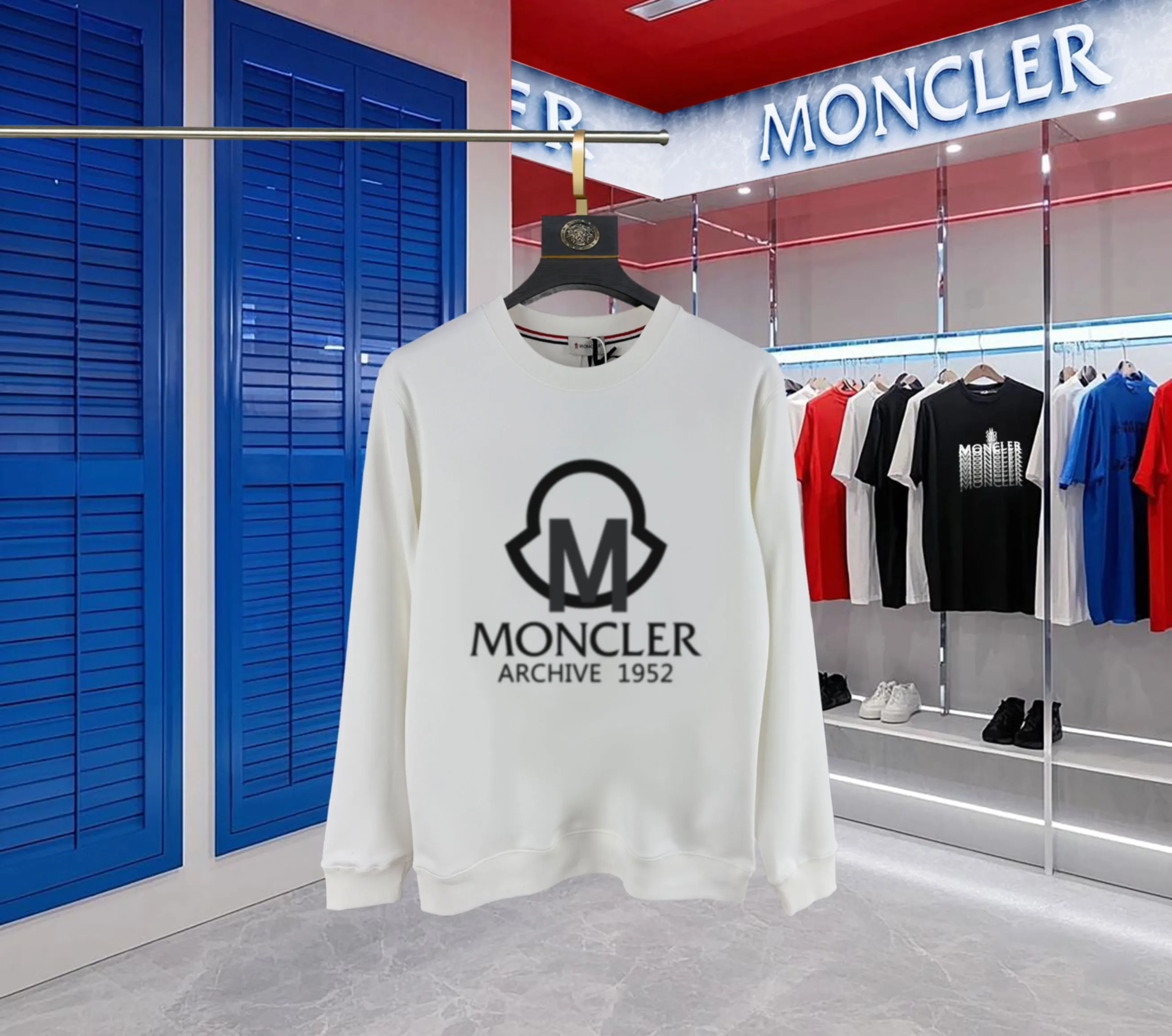 【 In Stock】 〖 𝐌𝐎𝐍𝐂𝐋𝐄𝐑~ 〗 440g ， 😎 ， ， Factory 2025 T ， ， Premium LOGO， Same Style ：Black White Size：S M L XL 2XL